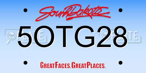 5OTG28 South Dakota License Plate