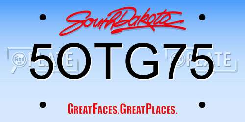 5OTG75 South Dakota License Plate