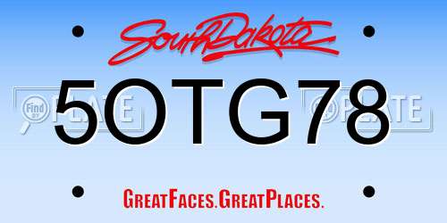 5OTG78 South Dakota License Plate