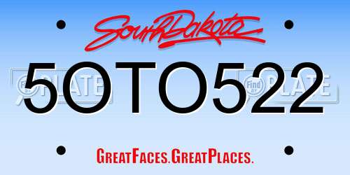 5OTO522 South Dakota License Plate