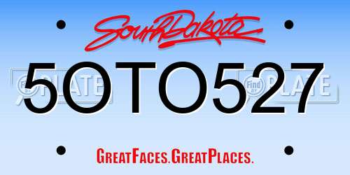 5OTO527 South Dakota License Plate