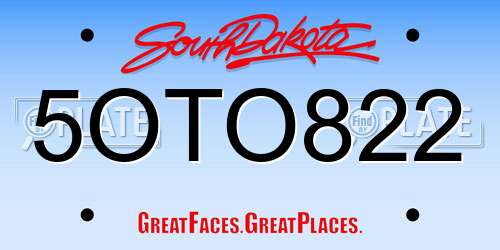 5OTO822 South Dakota License Plate