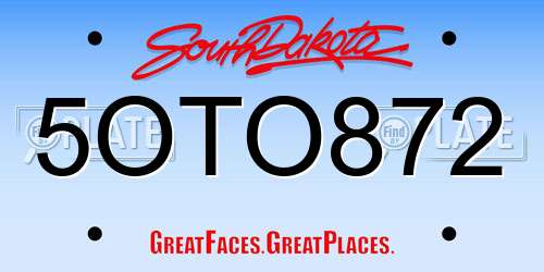 5OTO872 South Dakota License Plate