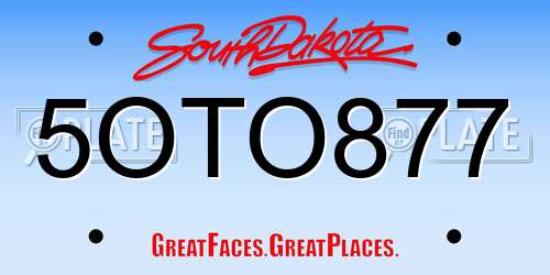 5OTO877 South Dakota License Plate