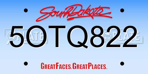 5OTQ822 South Dakota License Plate