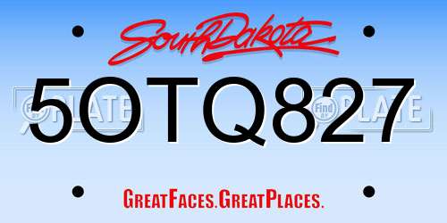 5OTQ827 South Dakota License Plate