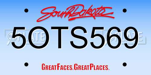 5OTS569 South Dakota License Plate