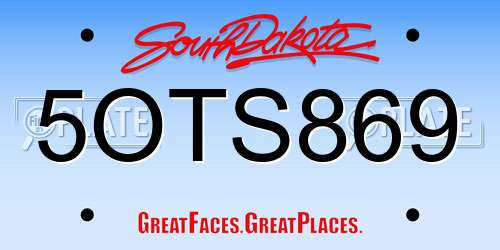 5OTS869 South Dakota License Plate
