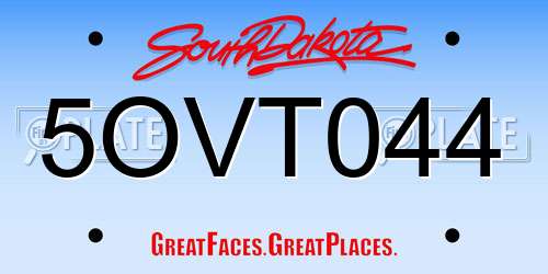 5OVT044 South Dakota License Plate