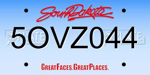 5OVZ044 South Dakota License Plate