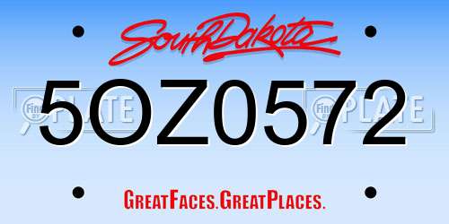 5OZ0572 South Dakota License Plate