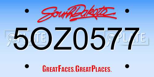 5OZ0577 South Dakota License Plate