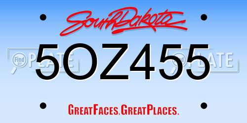 5OZ455 South Dakota License Plate