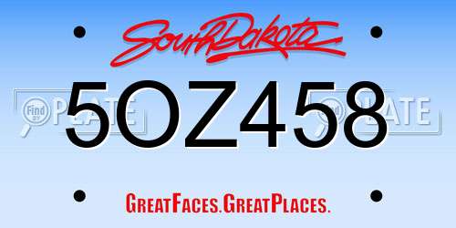 5OZ458 South Dakota License Plate