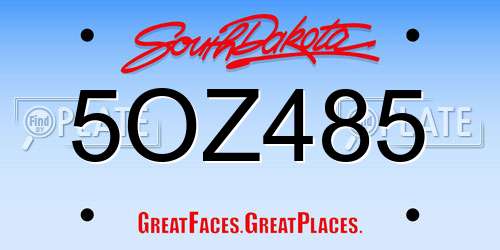 5OZ485 South Dakota License Plate