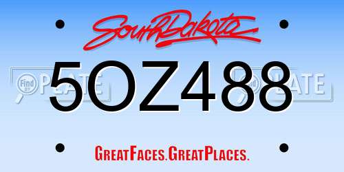 5OZ488 South Dakota License Plate