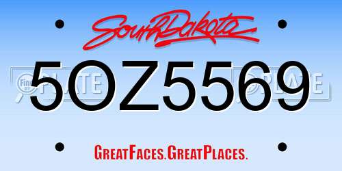 5OZ5569 South Dakota License Plate