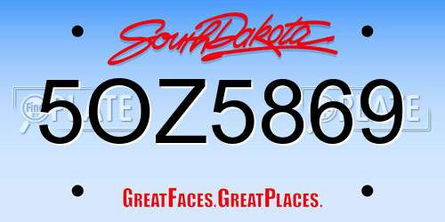 5OZ5869 South Dakota License Plate