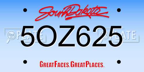5OZ625 South Dakota License Plate