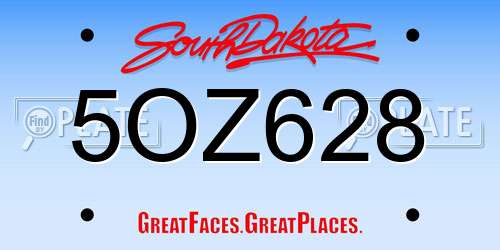 5OZ628 South Dakota License Plate