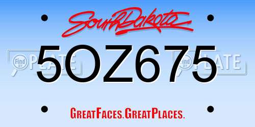 5OZ675 South Dakota License Plate