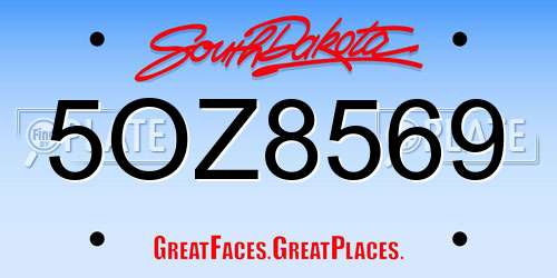 5OZ8569 South Dakota License Plate