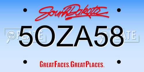 5OZA58 South Dakota License Plate