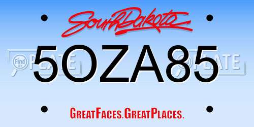 5OZA85 South Dakota License Plate