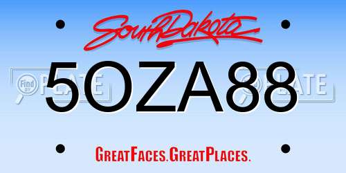 5OZA88 South Dakota License Plate