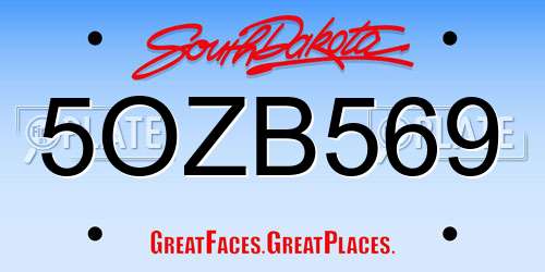 5OZB569 South Dakota License Plate