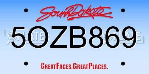 5OZB869 South Dakota License Plate