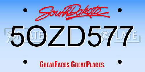 5OZD577 South Dakota License Plate