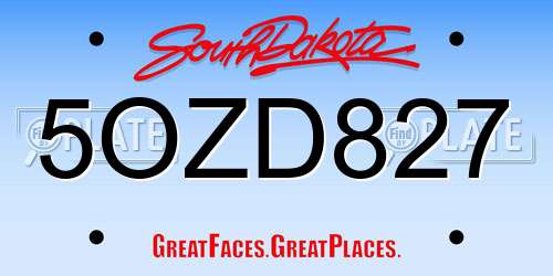 5OZD827 South Dakota License Plate