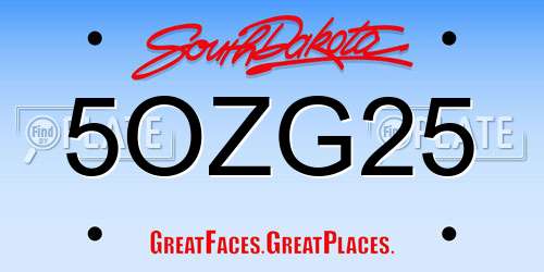 5OZG25 South Dakota License Plate