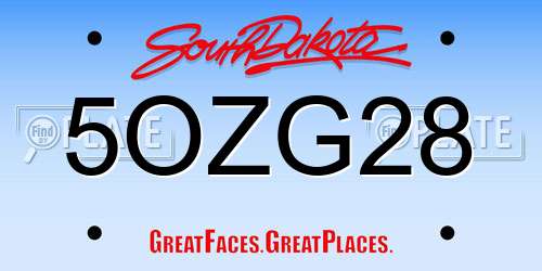5OZG28 South Dakota License Plate