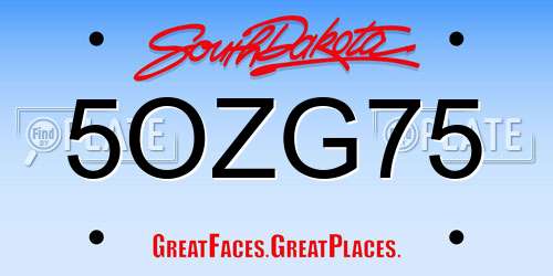 5OZG75 South Dakota License Plate