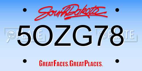 5OZG78 South Dakota License Plate