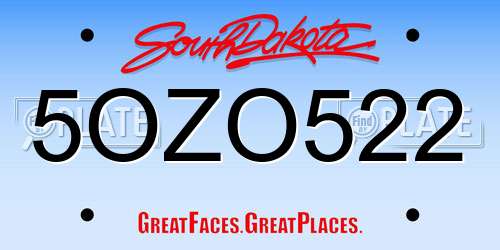 5OZO522 South Dakota License Plate