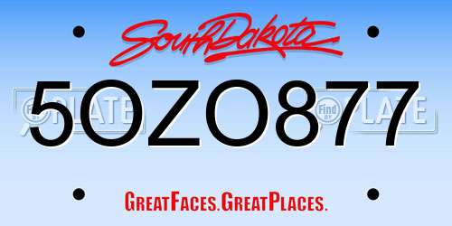 5OZO877 South Dakota License Plate