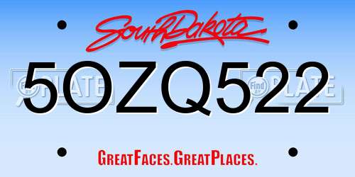5OZQ522 South Dakota License Plate