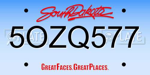 5OZQ577 South Dakota License Plate