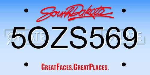 5OZS569 South Dakota License Plate