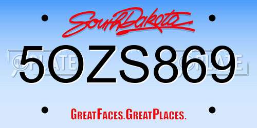 5OZS869 South Dakota License Plate