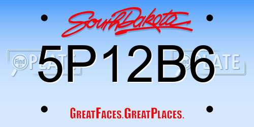 5P12B6 South Dakota License Plate