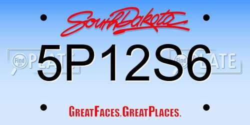 5P12S6 South Dakota License Plate
