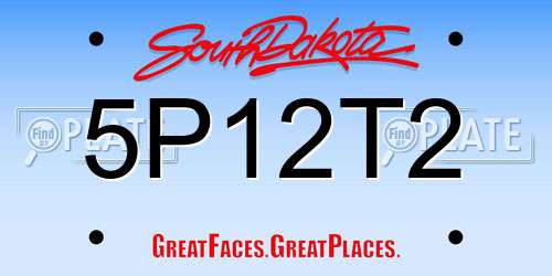 5P12T2 South Dakota License Plate