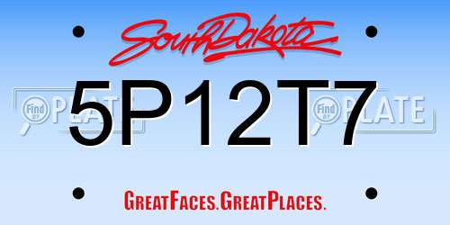 5P12T7 South Dakota License Plate