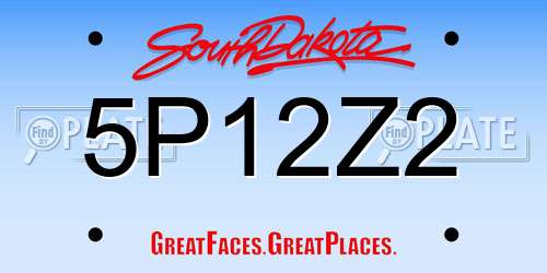 5P12Z2 South Dakota License Plate