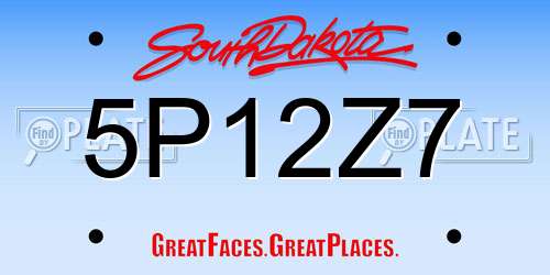 5P12Z7 South Dakota License Plate
