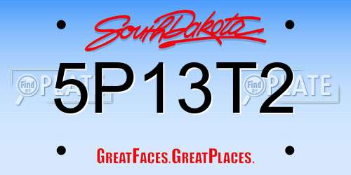 5P13T2 South Dakota License Plate